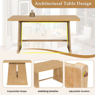 Dining Set With Rectangular Table, 4 Upholstered Chairs & 1 Padded Bench