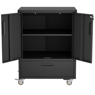 Mobile Tool Cart With Lockable Casters, Heavy-Duty Storage Organizer - Black