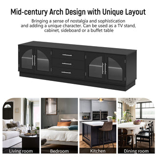 Modern Minimalist TV Stand, Entertainment Center Media Console Cabinet With Adjustable Shelves For Living Room