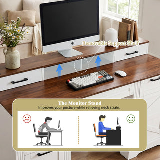 Office Desk With Charging Station & Storage Cabinet