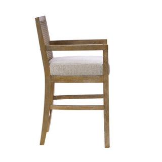 Cane Back Counter Stool With Upholstered Seat - Cream / Reclaimed Natural