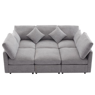 Sectional Sofa Modular U-Shaped With Ottoman & USB Ports