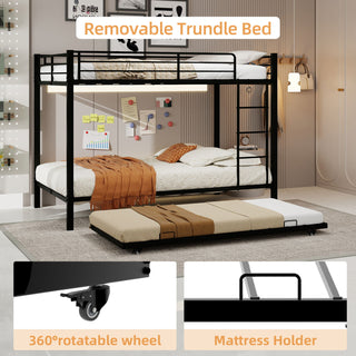 Bunk Bed For Kids, Convertible Frame With Ladders & Guardrail