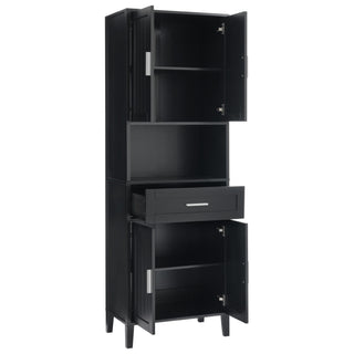 Freestanding Tall Bathroom Cabinet With Soft Close Doors And Adjustable Shelves
