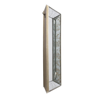 Antique Rectangle Mirror With Floral Accents, Mirrored Display Tray, Hanging Wall Mirror