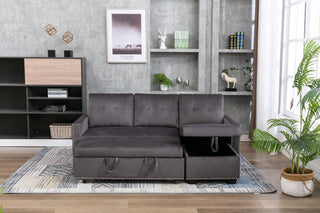Reversible Sectional Storage Sleeper Sofa Bed, L-Shape 2 Seat Sectional Chaise With Storage, Skin-Feeling Fabric