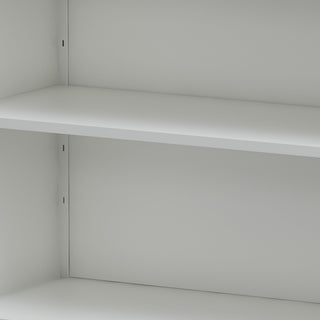 Contemporary Kitchen Pantry Cabinet With Glass Doors, Adjustable Shelves, Steel - Brushed Nickel