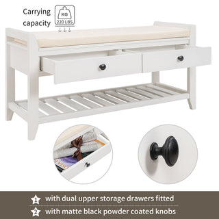 Multipurpose Entryway Shoe Rack With Cushioned Seat And Drawers