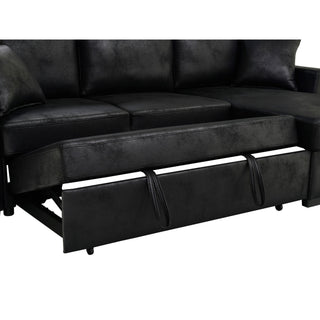 Upholstered Sectional With Pull-Out Bed And Chaise Storage