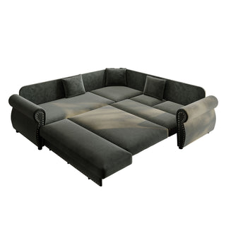 L-Shaped Sofa Couch With Pull-Out Bed