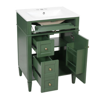 Bathroom Vanity With Top Sink, Storage Cabinet With 2 Drawers And Tip-Out Drawer