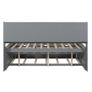 Captain Bed With Built In Bookshelves, 3 Storage Drawers, And Trundle