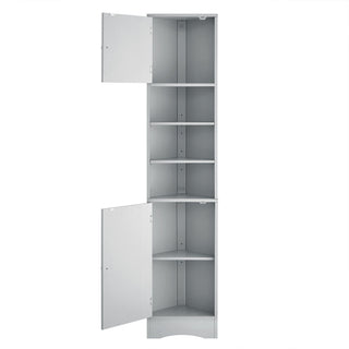 Multi Functional Corner Cabinet With Adjustable Shelves And 2 Doors