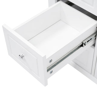 Bathroom Vanity Cabinet Only, 6 Soft Close Drawers & Double Doors - White