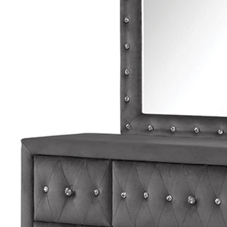 Sophia - Tufted Mirror - Gray