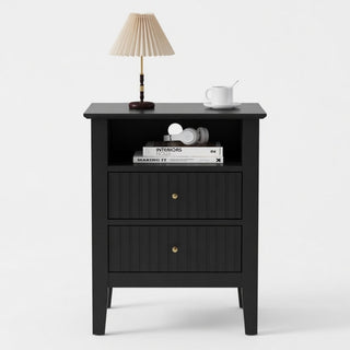 Fluted Nightstand With 2 Drawers