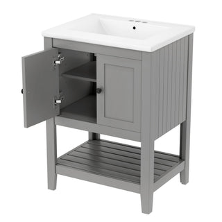 Modern Bathroom Vanity With Sink And Open Shelf