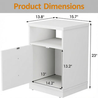 Nightstand With Door & Shelf, 2 Drawer Side Table