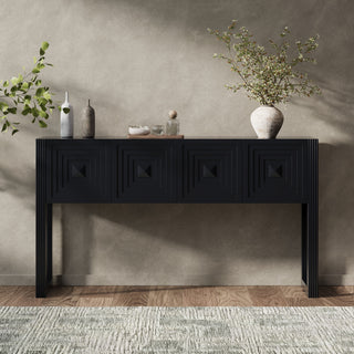 Geometric Carved Console Table With 3 Soft Close Drawers