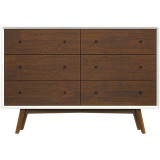 Dresser 6 Drawer - Dark Brown / White