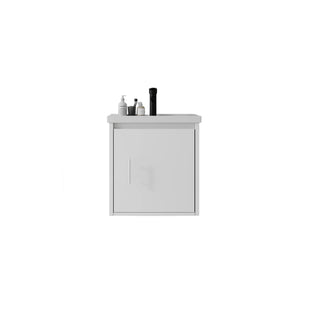 20" Floating Bathroom Vanity Combo With Wall Cabinet, Ceramic Sink & Soft Close Doors - White