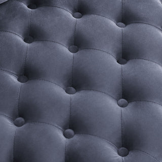 Modern Upholstered Swivel Chair With Button Tufted Design And Movable Wheels