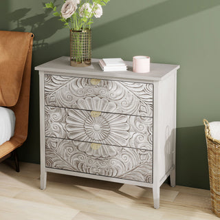 3 Drawer Cabinet, American Furniture, Suitable For Bedroom, Living Room - Light Gray