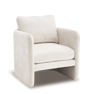 Armchair With Low Profile Curved Frame - Beige