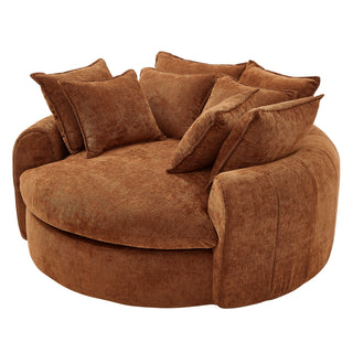 Modern Round Chaise Sofa With 8 Throw Pillows