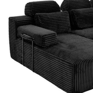 Sectional Sleeper Sofa & Storage Pockets, Modular Couch With Throw Pillows For Living Room