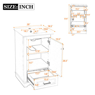 20" Bathroom Vanity With Sink, 1 Drawer, Freestanding Single Set
