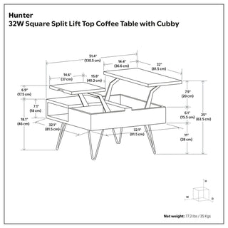 Hunter - Handcrafted Lift Top Coffee Table