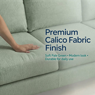 L - Shaped Sectional Sofa With Left Chaise & Ottoman - Pale Green