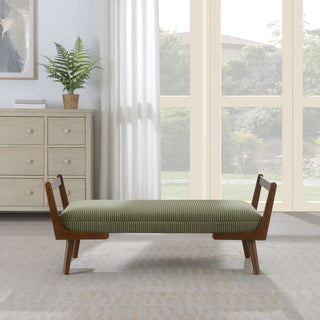 Mid-Century Bench With Wood Legs