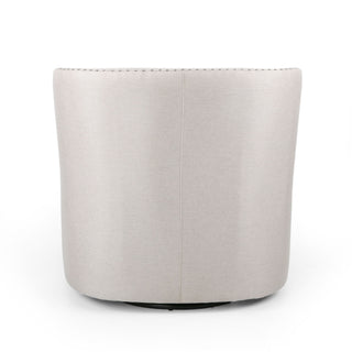 Modern Upholstered Swivel Club Chair With Nailhead Trim