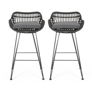 Outdoor Rattan Bar Chair With Metal Legs