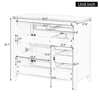 Bathroom Vanity With Sink, 3 Drawers & Cabinet With Adjustable Shelves