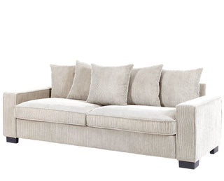 Luxe Sofa With 5 Matching Toss Pillows, Sleek Design, Spacious And Comfortable 3 Seater Couch