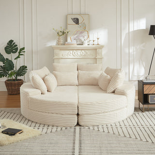 Round Oversized Sofa Bed With 5 Throw Pillows