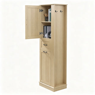 Modern Tall Storage Cabinet With Tilt-Out Compartment, Adjustable Shelves