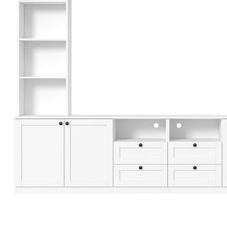 Farmhouse Elegant Entertainment Center Wall Unit With 4 Drawers