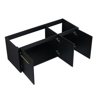 Contemporary 48" Wall Mounted Bathroom Vanity With Resin Sink And Soft Closing Doors And Line - Black Chestnut