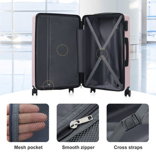 6 Piece Lightweight Hardshell Luggage Set With Double Spinner Wheels, Password Lock