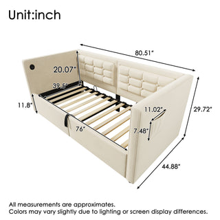 Upholstered Daybed With Hydraulic Storage And USB / Type - C Charging