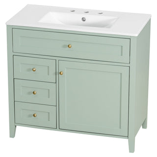 Bathroom Vanity With Sink, 3 Drawers & Cabinet With Adjustable Shelves