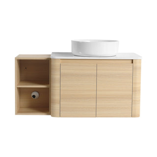 Mounted Bathroom Vanity With Art Sink, Storage Shelves, Soft Close Door