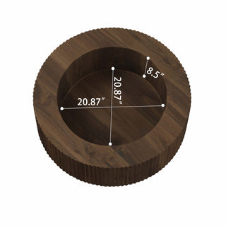 Modern Circular Coffee Table With Stripe Design And Storage Space