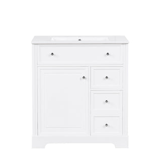 Bathroom Vanity With Sink Top, Cabinet With Door And 2 Drawers - White