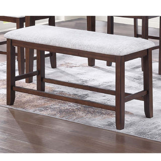 6 Piece Counter Height Dining Set Table With Storage Ladder Back Chairs And Bench - Walnut