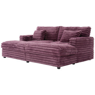 Oversized Double Chaise Lounge Sofa Bed With USB Ports And Cup Holders